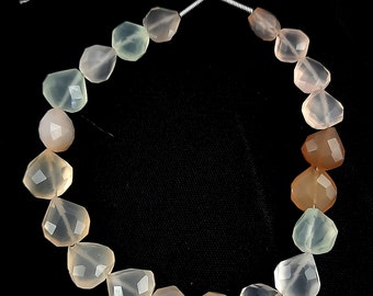 Natural Chalcedony Beads/Chalcedony Gemstone/Faceted Chalcedony Fancy Shape 8''Inch 1 Strand/Chalcedony Beads/10x9-11x10mm