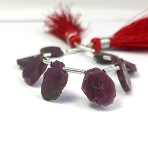 Ruby Slice Beads: Natural Red Gemstone Strand, 4" Inch