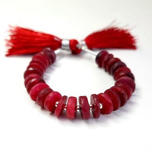 Faceted Red Ruby Rondelle Beads: 4" Strand, 8-9mm