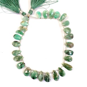 Faceted Emerald Pear Beads: AA Grade Green Gemstone Strand