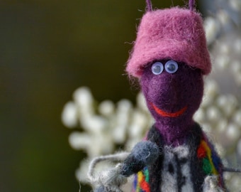 Needle Felted Toy In Pink Panama Cockroach Interior Cozy Toy. Hand made from Lviv Ukraine