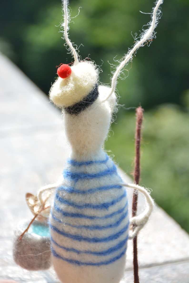 Seaman Cockroach Needle Felted Animal Interior Toy Cockroach Gift Toy. Matros Hand made Accessory Wool from Lviv Ukraine. image 7