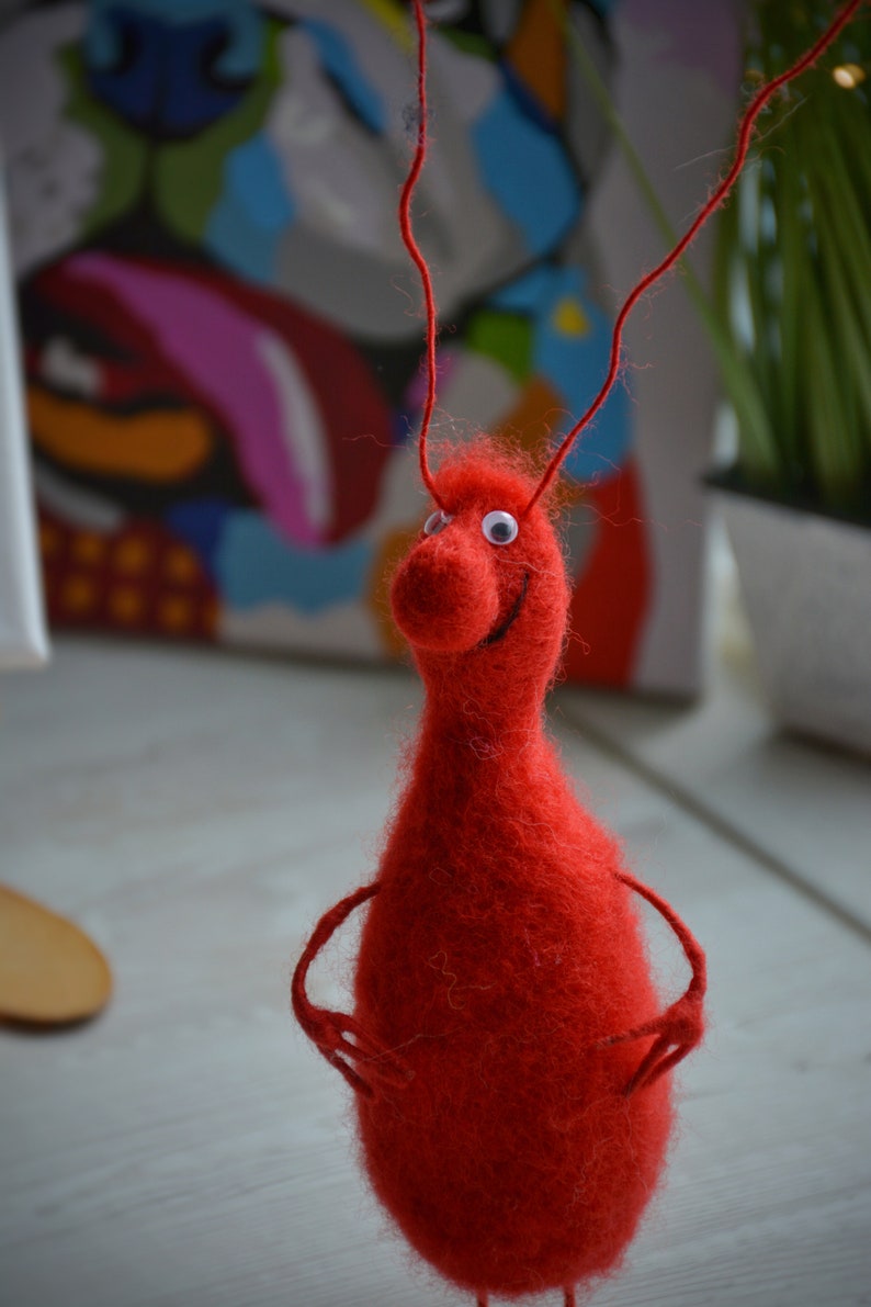 Handmade Gift Interior Housewarming Gift Felted Toy Cockroach In Multiple Colors. Hand made Needle Felt Animal, Figurine Gift For Women Red