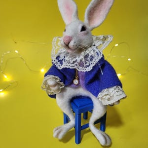 White Rabbit Alice in Wonderland Needle felted interior toy