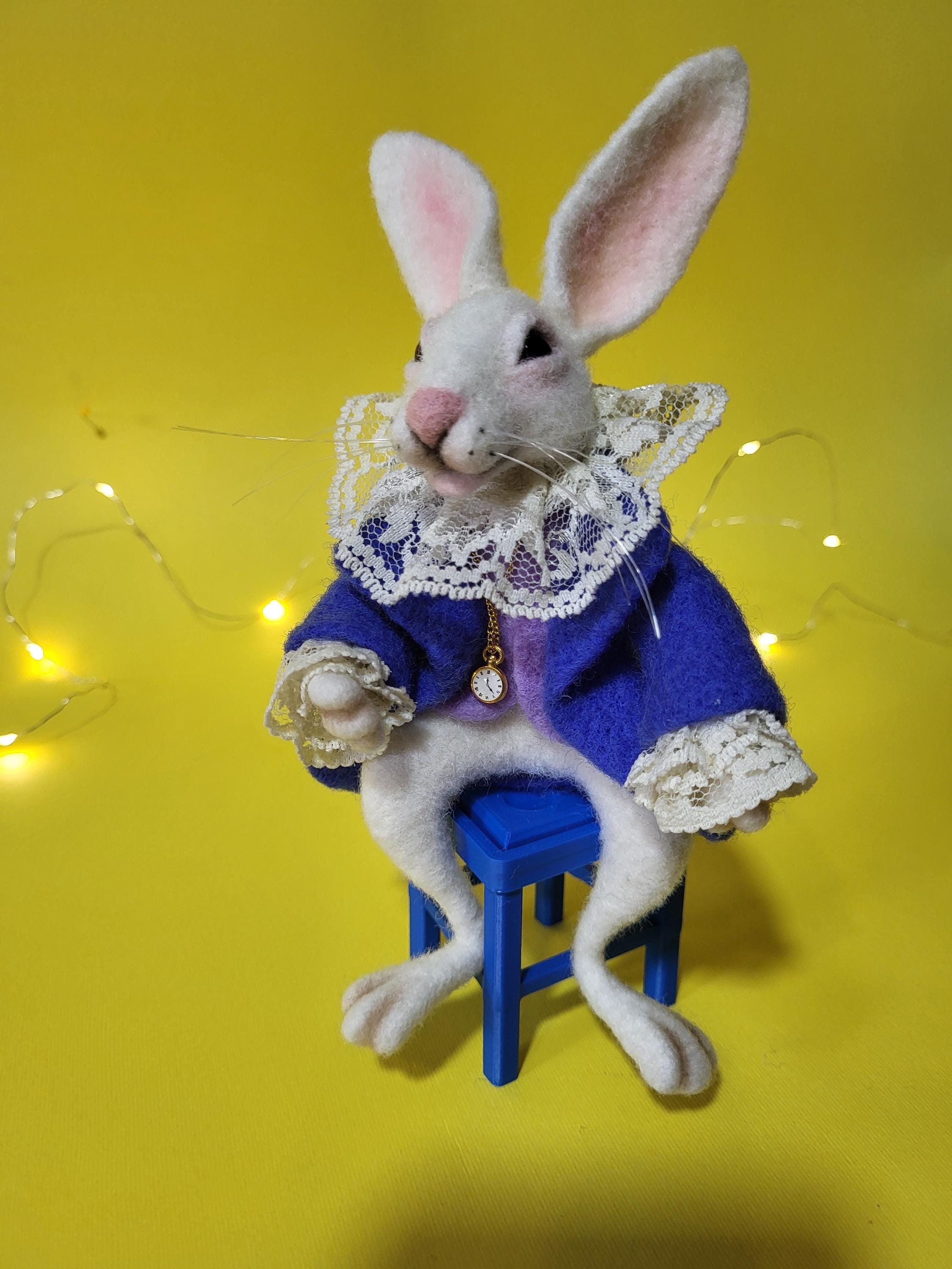 White Rabbit Alice in Wonderland Needle Felted Interior Toy - Etsy