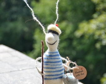 Seaman Cockroach Needle Felted Animal Interior Toy Cockroach Gift Toy. Matros Hand made Accessory Wool from Lviv Ukraine.