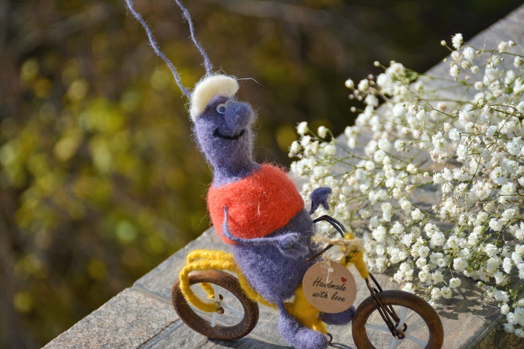 Needle Felted Cockroach Toy Felted Cockroach on Bicycle Toy Gift Toy ...