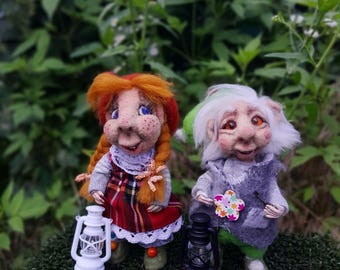Two Woolen scandinavian dwarfs toy gift toy interior toy. Hand made Accessory from Lviv Ukraine.