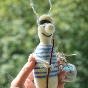 Seaman Cockroach Needle Felted Animal Interior Toy Cockroach Gift Toy. Matros Hand made Accessory Wool from Lviv Ukraine. image 2