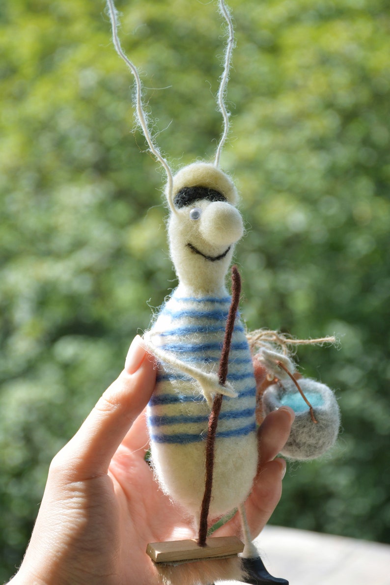 Seaman Cockroach Needle Felted Animal Interior Toy Cockroach Gift Toy. Matros Hand made Accessory Wool from Lviv Ukraine. image 2