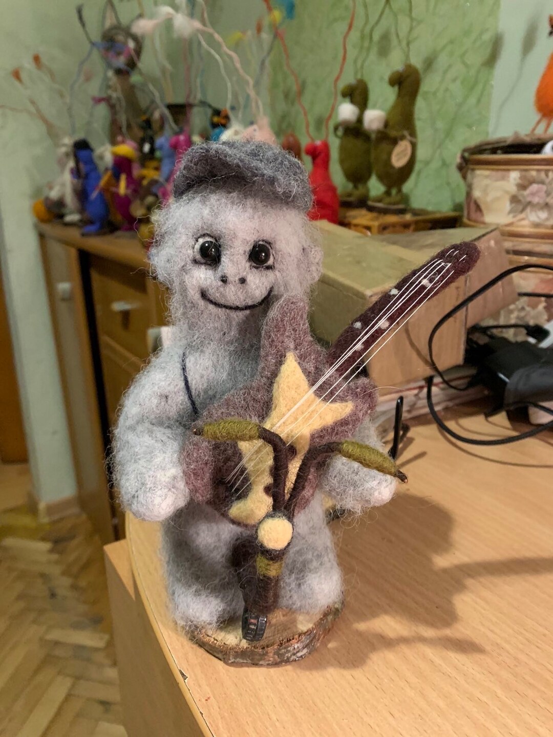 Needle Felted Animal Interior Toy Yeti Snowman Toy Gift Toy. Hand Made Accessory 100 Wool From