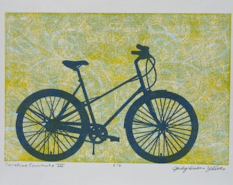 Carefree Commute IV: girls/ladies hybrid/city commuter bike hand-made print
