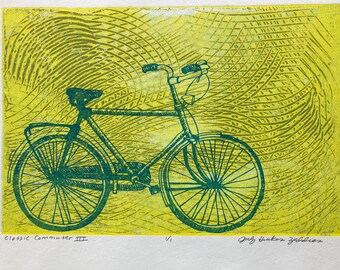Classic Commuter III: sketchy men’s city commuter bike monoprint
