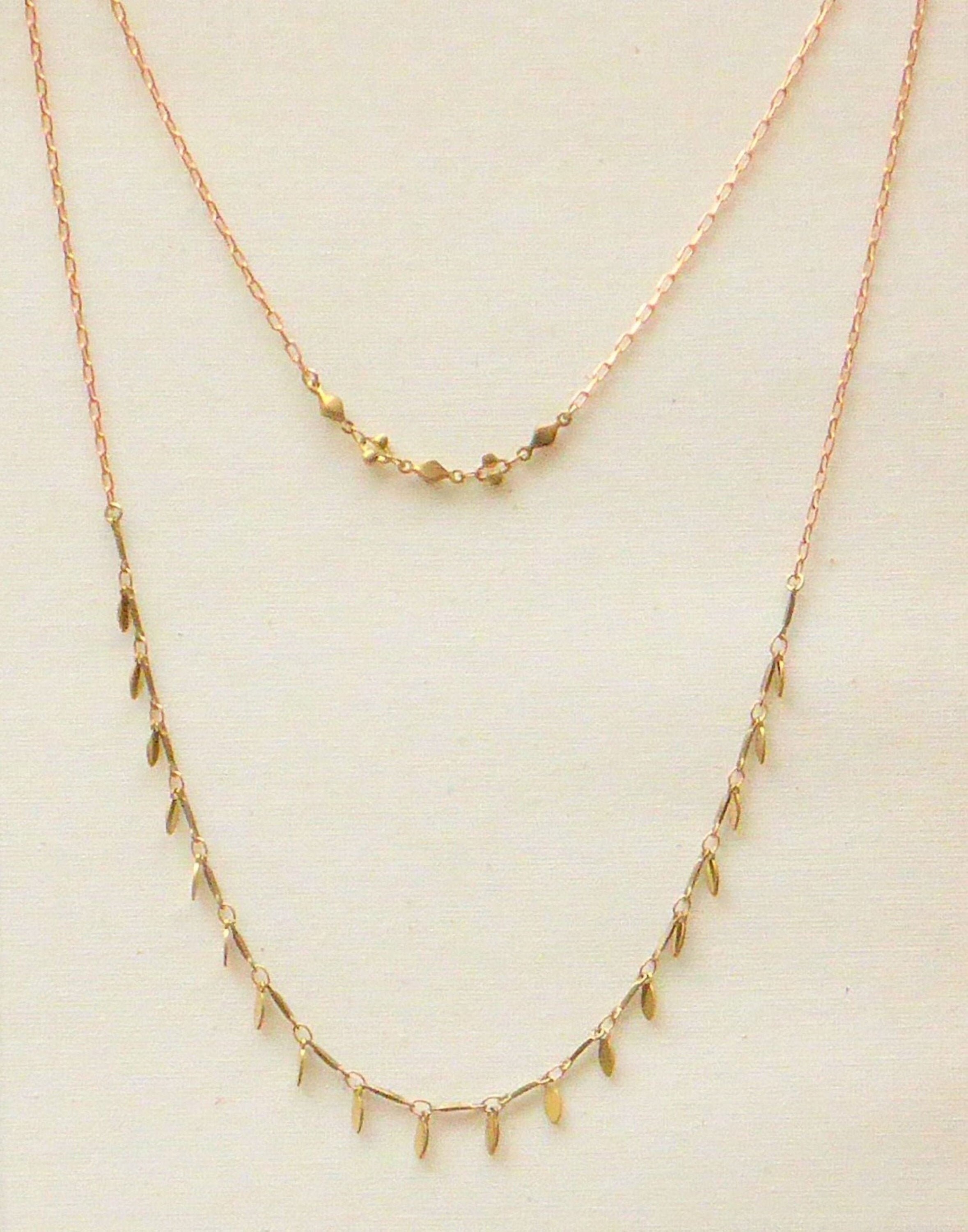 Doublerow necklace with 3 different chains. Etsy