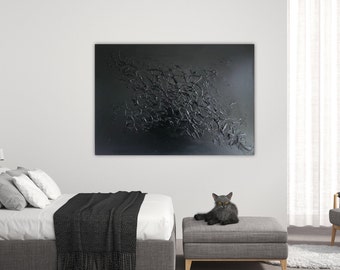 Acrylic painting on canvas texture black
