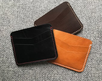 Porte-cartes fin fait main en cuir