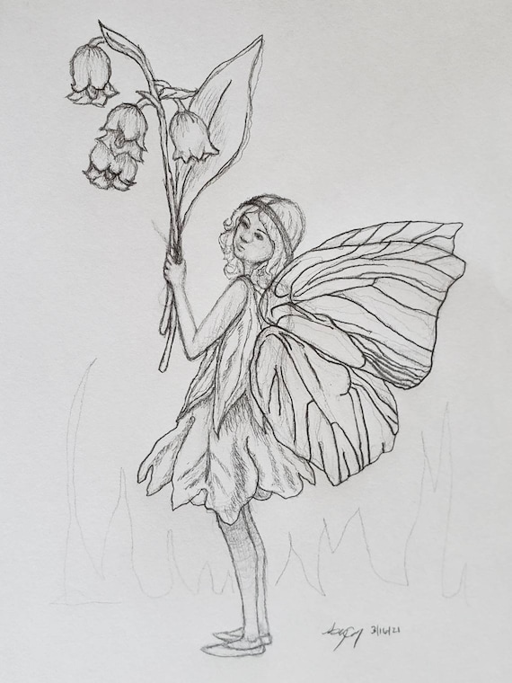 Made to order Garden Fairy Pencil Drawing kimberly Etsy UK