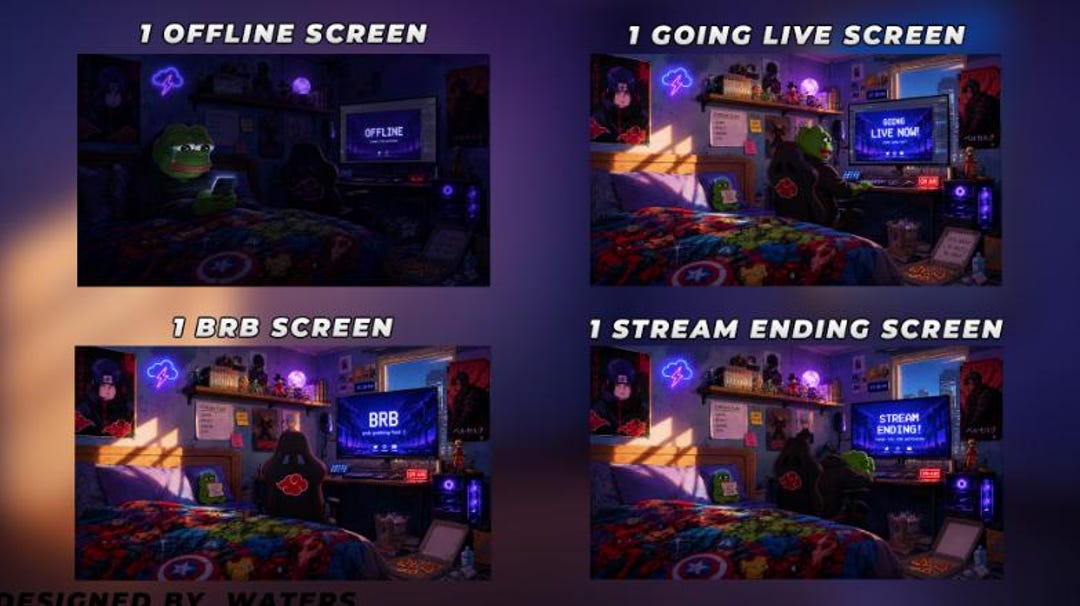 4x Twitch Stream Screens [offline, BRB, Stream Starting and Stream ...