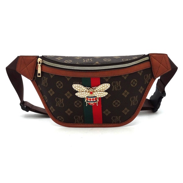 Queen Bee Stripe Monogrammed Fanny Pack Waist Bag