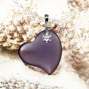 Hawaii Purple Sea Glass Heart Necklace – Handmade in California | Purple Beach Glass Necklace | Italian Sterling Silver 16"-24" Rolo Chain