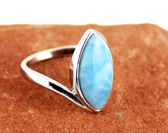 Larimar Rose Gold Plated Ring 925 Sterling Silver Ring Gift Ring All Size AG-527