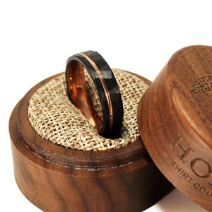Hammered Black & Rose Gold Tungsten Ring, Men&#39;s Women&#39;s Tungsten Carbide Ring, Wedding Band, Men&#39;s Women&#39;s Unisex 6mm Ring