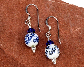 delft blue earrings delft blue style earrings blue white blue and white delft blue jewelry handmade in holland white and blue