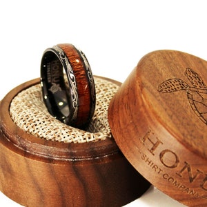 Black Koa Wood Tungsten Carbide Ring, Men’s Wedding Band, Hawaiian Koa Wood & Tungsten Carbide Band, 8mm Men's Women's Unisex Ring