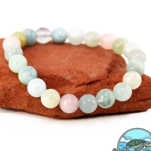 Larimar 8mm Anxiety Relief Elastic Bracelet Womens Protection Morganite Lapis Aventurine Fluorite Labradorite Sodalite image 5