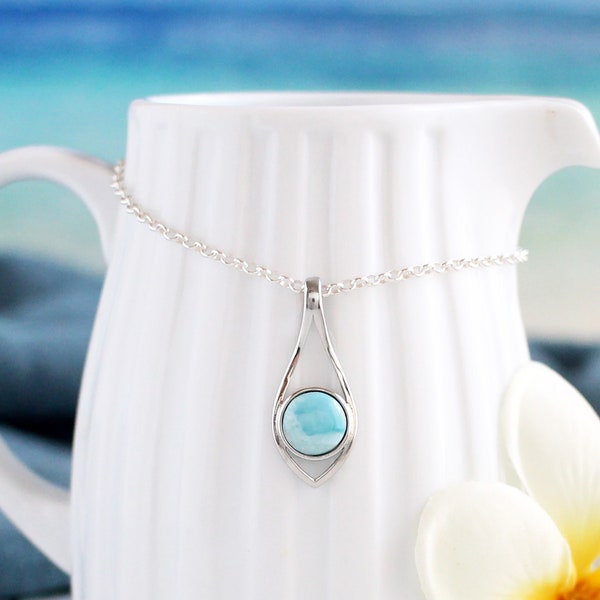 Larimar & Silber Halskette Anhänger 925 Italienische Sterling Silber Halskette, Geschenk für sie, etwas Blaues