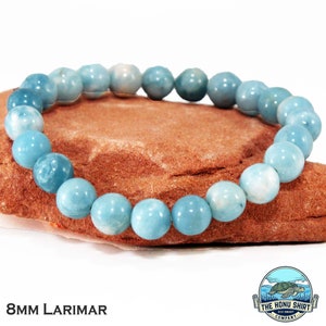 Larimar 8mm Anxiety Relief Elastic Bracelet Womens Protection Morganite Lapis Aventurine Fluorite Labradorite Sodalite image 1