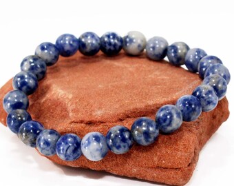 Sodalite 8mm Anxiety Relief Elastic Bracelet | Women’s Protection | Morganite | Larimar | Aventurine | Lapis Lazuli | Labradorite | Fluorite