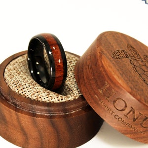 Black Koa Wood Tungsten Carbide Ring, Men’s Wedding Band, Hawaiian Koa Wood & Tungsten Carbide Band, 8mm Men&#39;s Women&#39;s Unisex Ring
