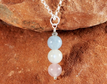 Fertility Necklace, Moonstone Aquamarine Rose Quartz IVF-Fertility Necklace, IVF Fertility Gift, Healthy Pregnancy Necklace, For Her