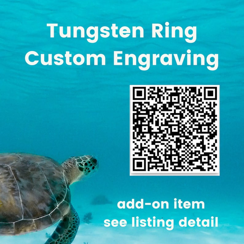 May include: A blue and white QR code with the text "add-on item see listing detail" below it. A sea turtle swims in the background.