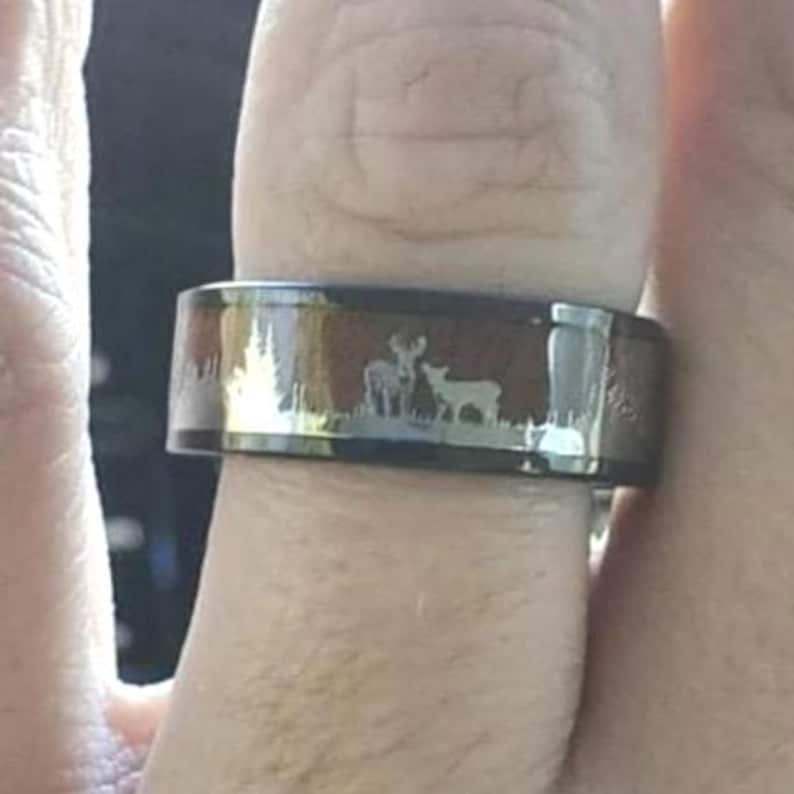 Black Koa Wood Tungsten Carbide Ring, Men’s Wedding Band, Hawaiian Koa Wood & Tungsten Carbide Band, 8mm Men's Women's Unisex Ring image 11