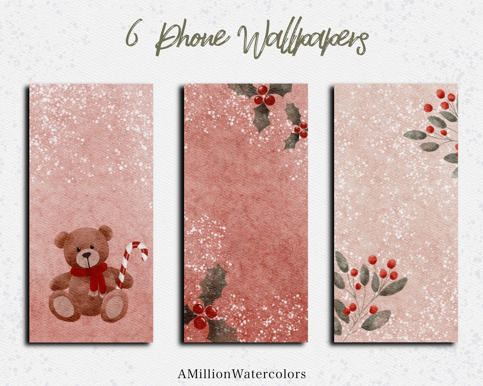 Kerst wallpapers telefoon aquarel Wallpaper Kerst thema - Etsy Nederland
