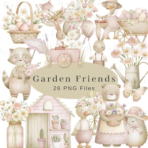 Ostern Clipart Aquarell, Land Ostern Clipart, Osterkorb, Osterhase, Frühling Clipart Kindergarten Frühling Clipart Frühling Bunnies Clipart