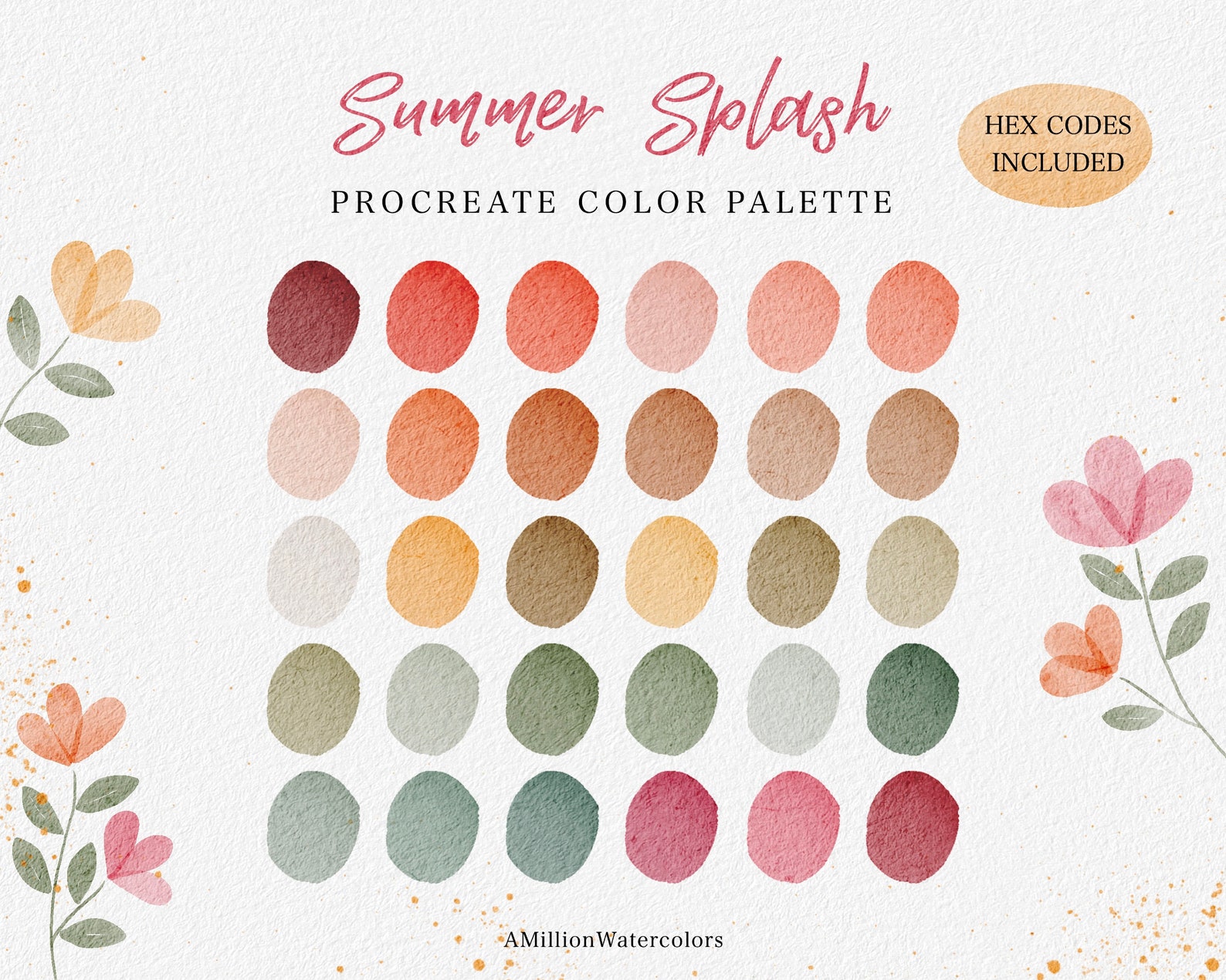 Color Bundle Summer Procreate Color Palette Pink Green Color Bundle Procreate ...