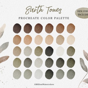 Erdtöne Procreate Farbpalette Grün Braun Farbschema Grüntöne Aquarell Beige Farben Procreate Pack iPad Illustration Procreate Kunst