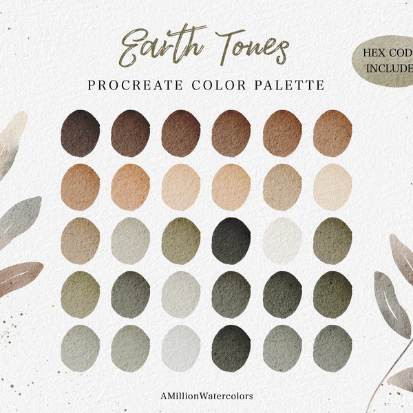 Earth Tones Procreate Color Palette Green Brown Color Scheme Greenery Watercolor Beige Colors Procreate Pack iPad Illustration Procreate Art