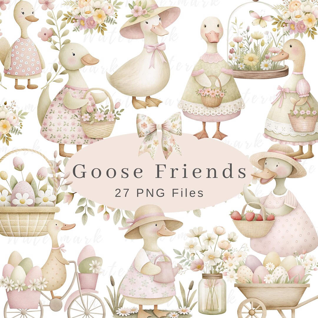 Whimsy Goose Clipart Spring Vintage Cottagecore Whimsical Cute ...