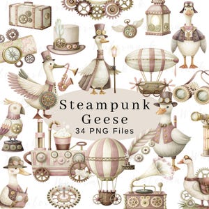 Steampunk gans clipart mechanische ganzen PNG Victoriaanse vogel illustratie Steampunk dierlijke illustraties digitale scrapbooking ongewenste dagboek gans