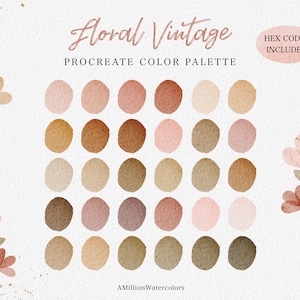 Floral Procreate Color Palette Vintage Pink Green Yellow Boho Color Scheme Spring Flower Watercolor