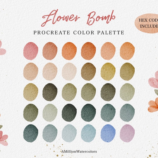 Floral Procreate Color Palette Boho Colors Spring Flower Watercolor Procreate Palette Garden Digital Illustration Clipart Procreate Swatches