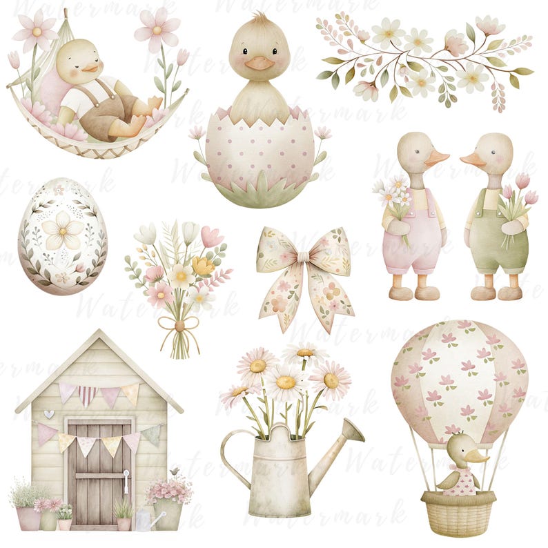 Silly Goose Clipart Spring Vintage Cottagecore Whimsical Cute ...