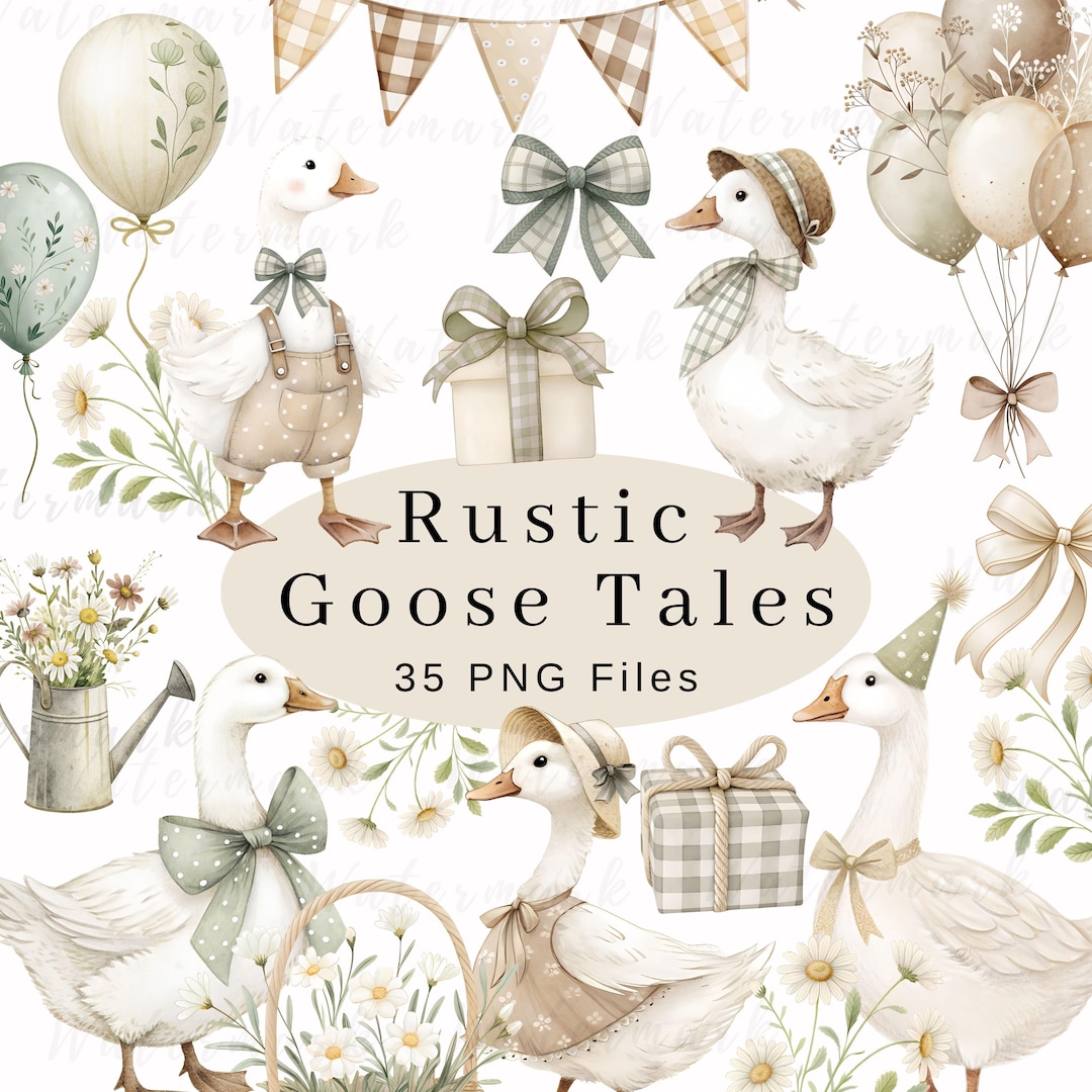 Rustic Goose Clipart Spring Vintage Cottagecore Whimsical Cute ...