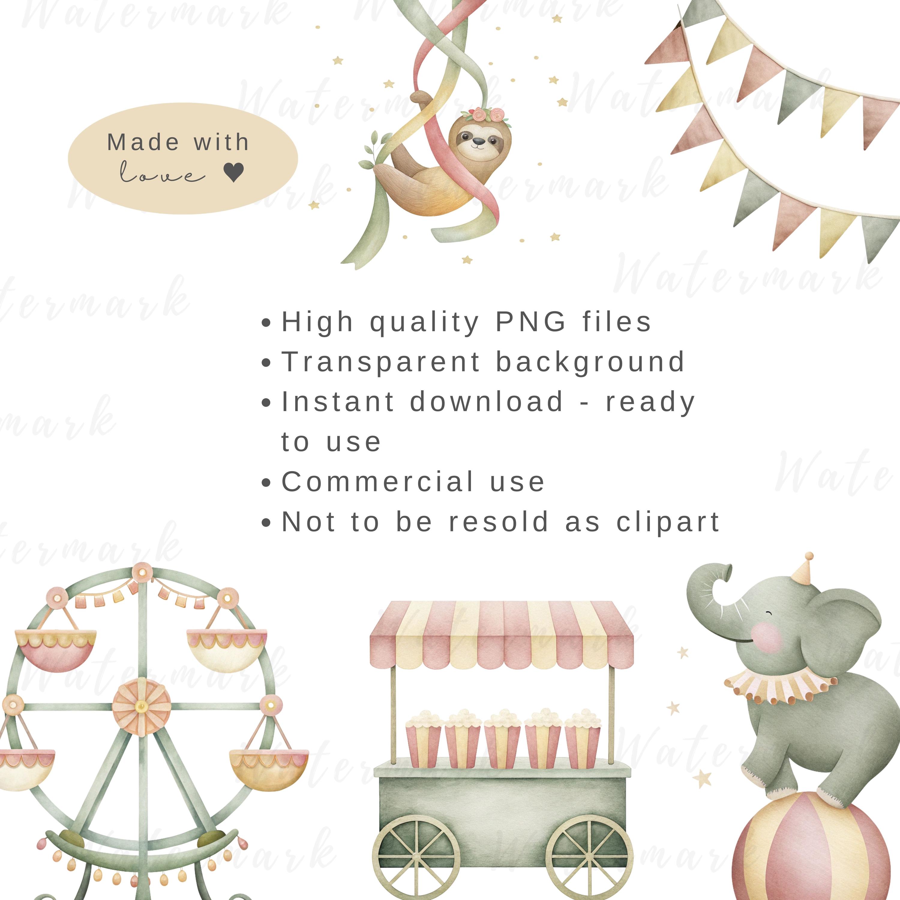 Circus Clipart Bundle Carnival PNG Vintage Circus Animals Birthday Clip ...
