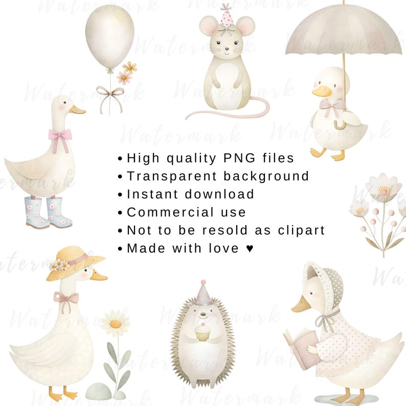 Silly Goose Clipart Spring Vintage Cottagecore Whimsical Cute ...