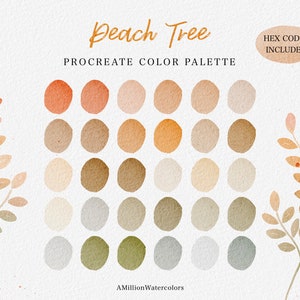 Peach Procreate Color Palette Tree Orange Beige Color Pack Brown Color Scheme Yellow Watercolor Bundle
